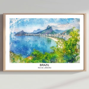 Rio de janeien Aquarell Print: Brasilianisches Reiseposter (Digitaler Download)
