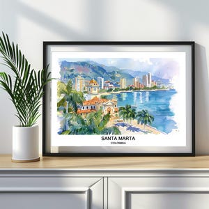 Santa Marta Colombia Watercolor Art Print: Travel Poster (Digital Download)