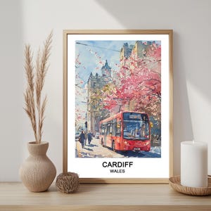 Cardiff Wales Watercolour Art Print: UK Travel Poster (Digital Download)