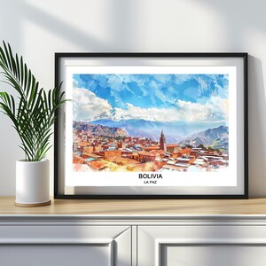 La Paz Bolivia Watercolor Print: Travel Home Decor (Digital Download)
