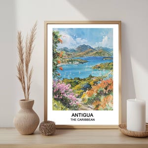 Antigua, Caribbean, Watercolor Print, Travel Memories, Downloadable Art, Home & Office Decor, Printable Wall Art, Housewarming Gift for Her