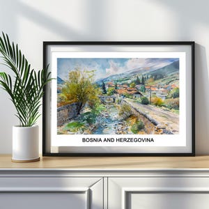 Bosnia & Herzegovina Watercolor Travel Poster: Europe Wall Art (Digital Download)