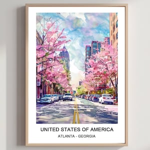 Atlanta Georgia Watercolor Travel Print: USA Wall Art (Digital Download)