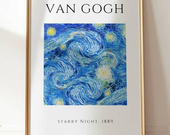 The Starry Night 1889 by Dutch Post-Impressionist Painter Vincent Van Gogh Masterpiece