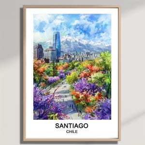 Santiago, Chile Reise-Druck Wandkunst Santiago-Wandbehang Hauptdekoration Santiago-Geschenk-Kunstliebhaber Wand-Kunst-Druck Kunst Chile-Wand-Druck