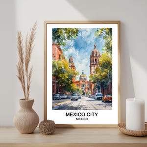 Mexico City, Mexico, North America, Watercolour Poster Downloadable Art Printable Wall Art Home and Office Decor Vacation Travel Poster Gift