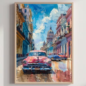Cuba Watercolor Travel Poster: Caribbean Home Decor (Digital Download