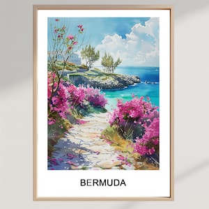 Bermuda Watercolour Illustration: Caribbean Travel Art Print (Digital Download
