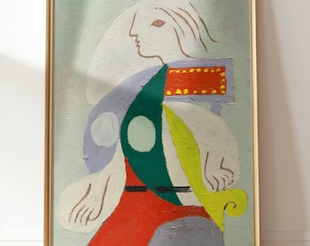 Femme à la Robe Multicolore: Picasso Cubism Wall Art Print (1932)
