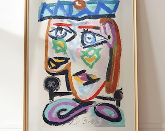Woman with a Beret: 1939 Cubist Portrait Wall Hanging by Pablo Picasso Fine Art Print Gallery Print Classic Painting
