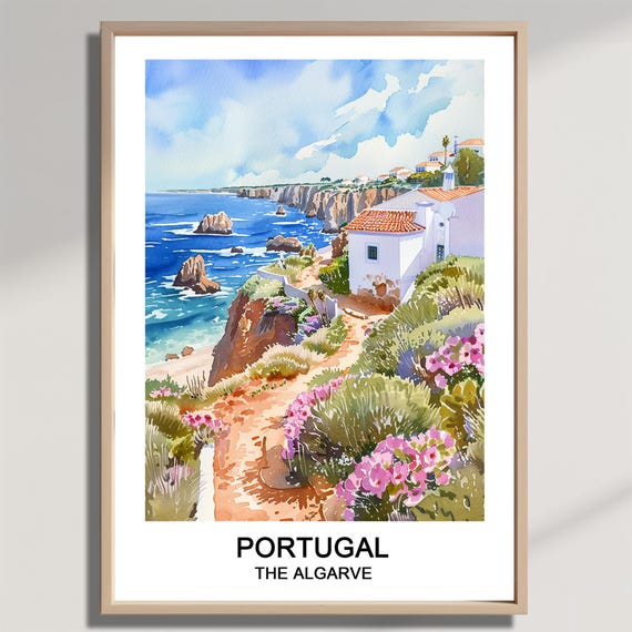 Algarve Portugal Watercolor Travel Print: Europe Wall Art (Digital Download)