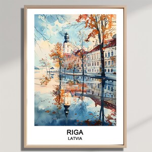 Riga Latvia Watercolor Art Print: Travel Poster (Digital Download)