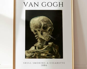 Skull of a Skeleton with Burning Cigarette 1885 -1886 by Dutch Post-Impressionist Painter Vincent Van Gogh