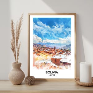 La Paz Bolivia Watercolor Print: Travel Art, Home Decor (Digital Download)