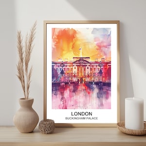 Buckingham Palace, London, England: Watercolor Print, Travel Poster, Wall Art Memories, Printable Art, Downloadable Art, Housewarming Gift