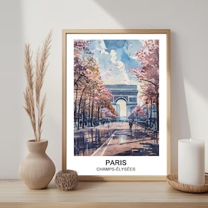 Champs Elysees Paris Watercolor Print: Travel Poster (Downloadable Art)