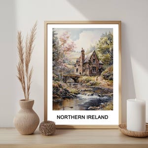 Belfast Watercolor Print: Northern Ireland Cottage Scene (Digital Download)