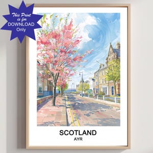 Ayr Scotland Watercolor Print: Scottish Travel Poster (Digital Download