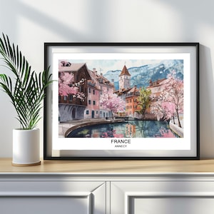 Annecy, France: Watercolor Print, Travel Poster, Wall Art Memories, Printable Art, Downloadable Art, Wall Print, Housewarming Gift for Her