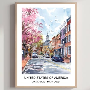 Annapolis Maryland Watercolor Print: USA Travel Art (Digital Download)