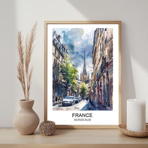 Bordeaux France Travel Poster: Watercolor Art Print (Digital Download)