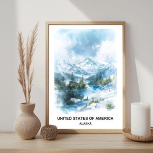 Alaska aquarel reisposter: VS kunst aan de muur print (digitale download)