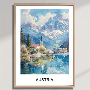 Austria Watercolor Art Print: European Travel Poster (Digital Download