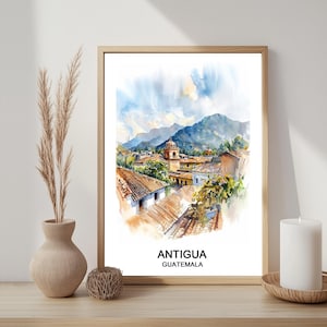 Antigua Guatemala Watercolour Illustration Travel Memories Downloadable Art Home & Office Decor Wall Art Printable Poster Gifts for Him Her