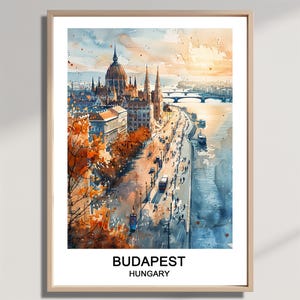 Budapest Hungary Europe Watercolour Art Poster Travel Memories Printable Art Home & Office Decor Downloadable Wall Art Travel Gift for Her
