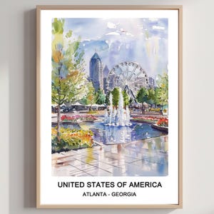 Atlanta Georgia Watercolor Travel Print: USA Wall Art (Digital Download)