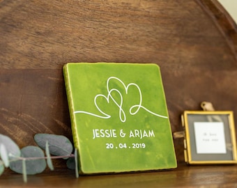 Azulejo "Boda" (Dos Corazones) | Personalizado | Matrimonio | Boda | Regalo de Boda | Regalo de Boda con Nombres y Fecha | Novios