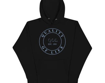 Quality of Life Unisex Hoodie, Grey/White Logo, by Peeled Back University