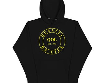 Quality of Life Unisex Hoodie, Gold Logo, by Peeled Back University