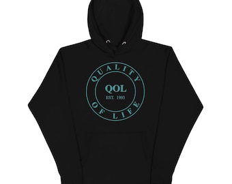 Quality of Life Unisex Hoodie, Royal/Navy Logo, by Peeled Back University