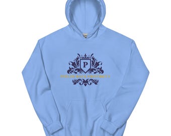 Peeled Back University Crest Navy/Old Gold Logo Unisex Heavy Weight Hoodie