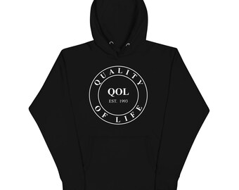 Quality of Life Unisex Hoodie, White Logo, by Peeled Back University