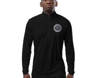 Peeled Back University Quarter Zip Pullover, Blk/White Bottle Cap