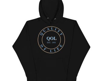 Quality of Life Unisex Hoodie, Purple/Grey Logo, by Peeled Back University