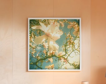 Maximalist Floral Print, Vintage Pastel Flower Wall Art - Magnolia