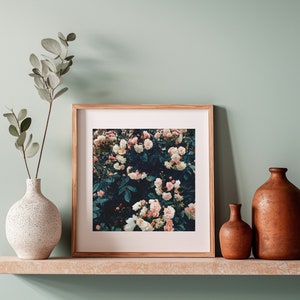 Dark Floral Rose Art Print for Boho Home / Office - Secret Garden