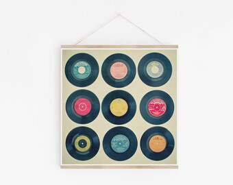 Vinyl Record Art, Music Wall Art, Retro Wall Decor - Vinyl Collection