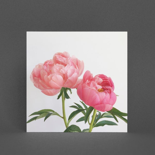 Flower Greeting Card, Floral Card - Peonies