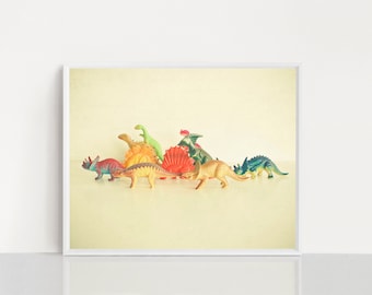 Dinosaur Print for Kids Room, Boys Room Nursery Wall Art - Walking With Dinosaurs