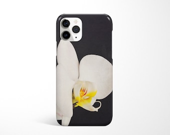 Orchid iPhone 14 Case, Flower Phone Cover - Black and White Orchid