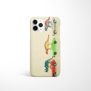 Dinosaur iPhone 16 Case, Animal Phone Cover - Dinosaurs Ride Cars