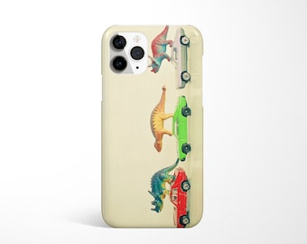 Dinosaur iPhone 14 Case, Animal Phone Cover - Dinosaurs Ride Cars