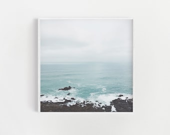 Ocean Print, Landscape Photography, Sea Print, Blue Wall Art - Rocky Shore