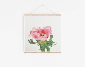 Floral Wall Art, Pink Flower Print, Bedroom Wall Decor - Pink Anemone