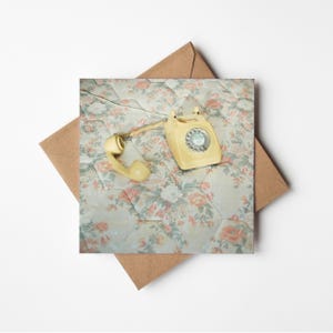 Telefoonwenskaart, kaart met retro bloemen - My Heart Skipped a Beat