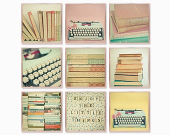 Book Art, Writer Gifts, Reading Art, Aesthetic Print Set of 9 - Literature